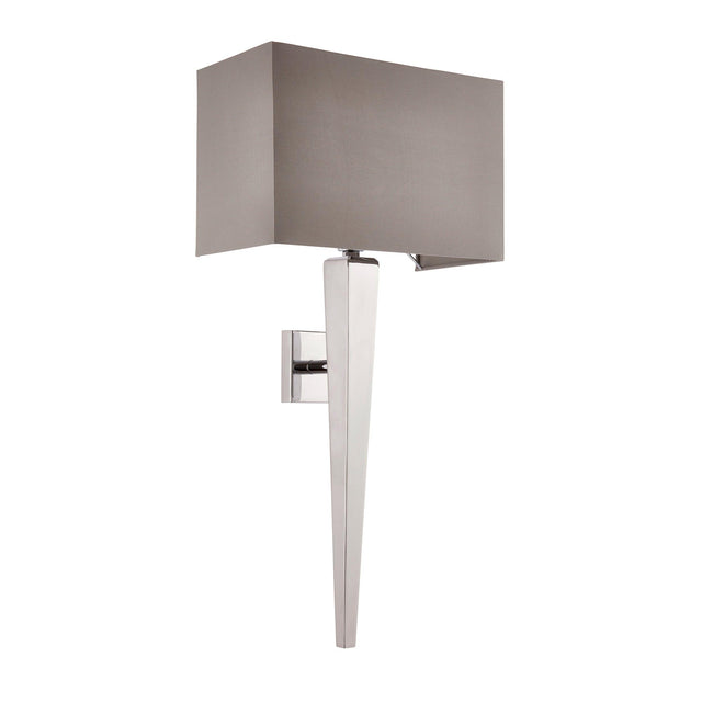 Endon Lighting - MORETO-1WBCH - Endon Lighting MORETO-1WBCH Moreto Indoor Wall Light Chrome plate & grey fabric Dimmable