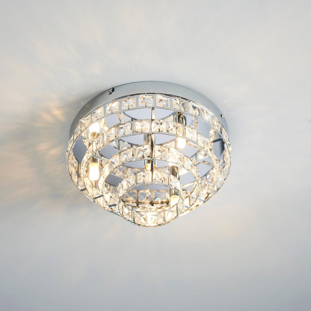 Endon Lighting - MOTOWN-4CH - Endon Lighting MOTOWN-4CH Motown Indoor Flush Light Chrome plate & clear crystal Dimmable