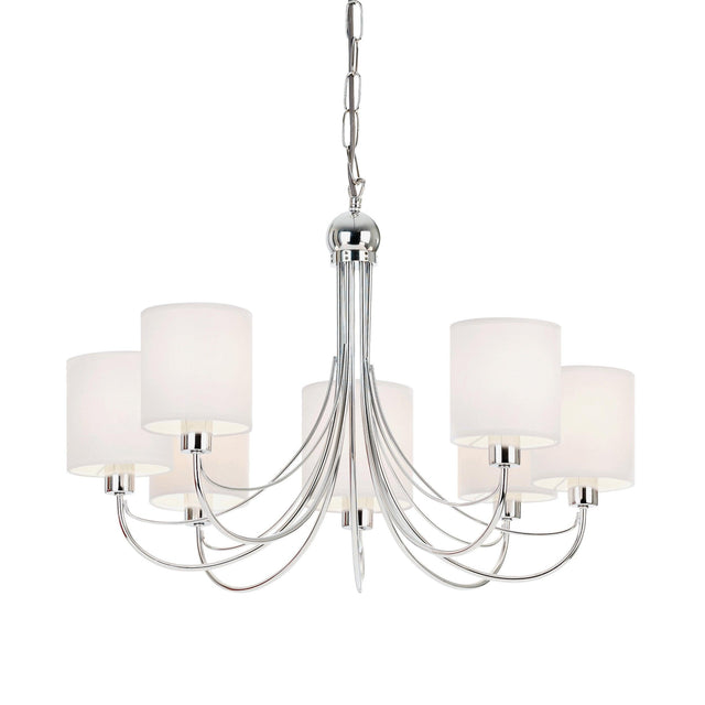 Endon Lighting - PHANTOM-7CH - Endon Lighting PHANTOM-7CH Phantom Indoor Pendant Light Chrome plate & white fabric Dimmable