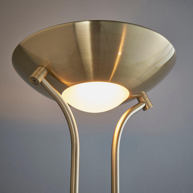 Endon Lighting - ROME-AN - Endon Lighting ROME-AN Rome Indoor Floor Lamps Antique brass plate & opal glass Dimmer included