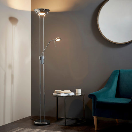 Endon Lighting - ROME-CH - Endon Lighting ROME-CH Rome Indoor Floor Lamps Chrome plate & opal glass Dimmer included