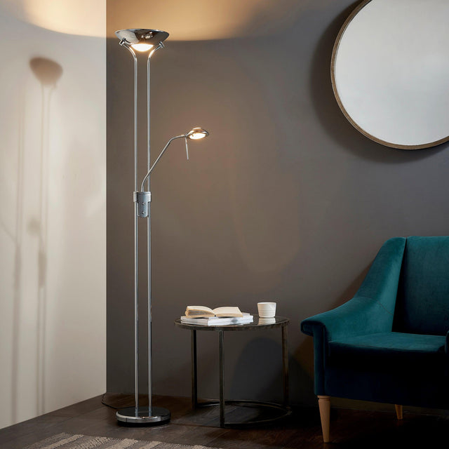 Endon Lighting - ROME-CH - Endon Lighting ROME-CH Rome Indoor Floor Lamps Chrome plate & opal glass Dimmer included