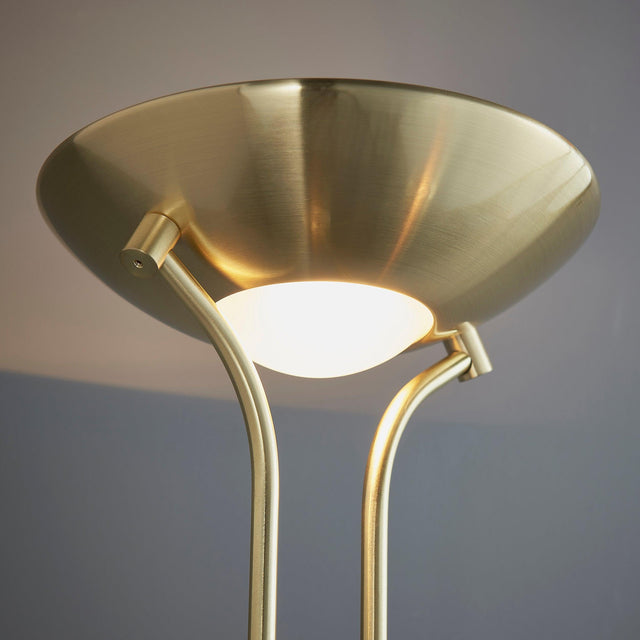 Endon Lighting - ROME-SB - Endon Lighting ROME-SB Rome Indoor Floor Lamps Satin brass plate & opal glass Dimmer included