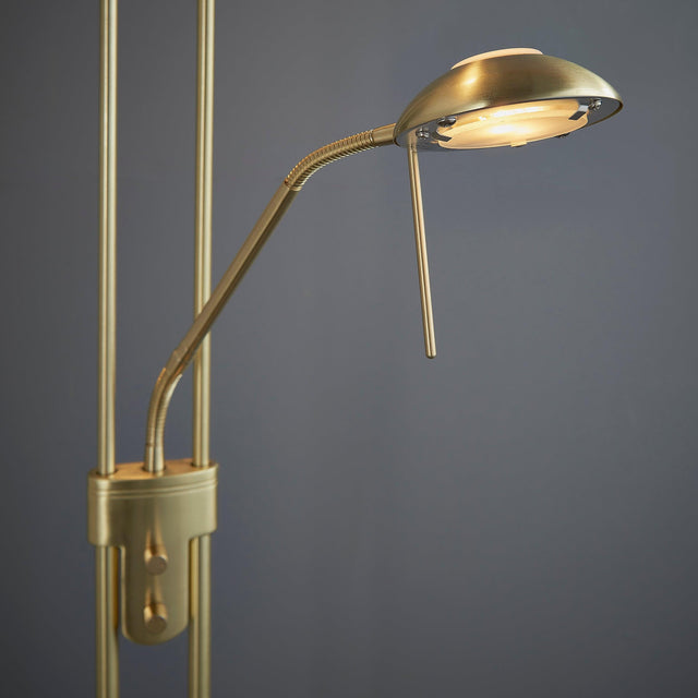 Endon Lighting - ROME-SB - Endon Lighting ROME-SB Rome Indoor Floor Lamps Satin brass plate & opal glass Dimmer included