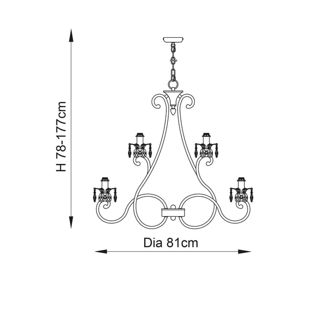 Endon Lighting - UL1P12B - Endon Interiors 1900 Range UL1P12B Indoor Pendant Light 12 x 6W LED E14 Dimmable