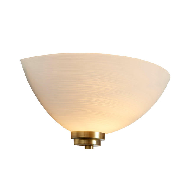 Endon Lighting - WELLES-1WBAB - Endon Lighting WELLES-1WBAB Welles Indoor Wall Light Antique brass plate & white glass Dimmable