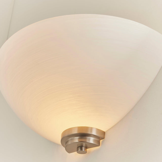 Endon Lighting - WELLES-1WBSC - Endon Lighting WELLES-1WBSC Welles Indoor Wall Light Satin chrome plate & white glass Dimmable