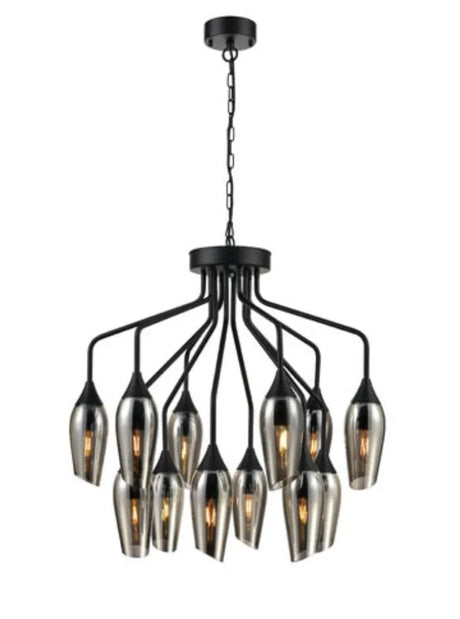 Franklite - FL2420-12/345 - Franklite FL2420-12/345 Pendant Taper 12 light with Smoked Glass