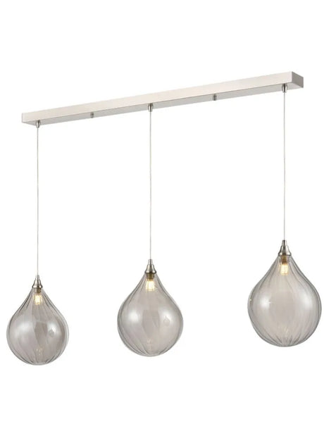 Franklite - FL2452-3/359 - Franklite FL2452-3/359 Pendant Perry 3 light satin nickel bar with smoked glass