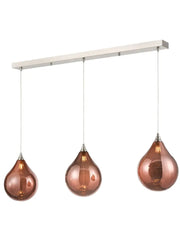 Franklite - FL2452-3/361 - Franklite FL2452-3/361 Pendant Perry 3 light satin nickel bar with copper glass