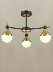 Franklite - FL2478-3 - Franklite FL2478-3 Ceiling / Wall Nexus 3lt semi flush Fitting matt black and aged brass