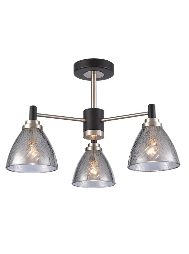 Franklite - FL2481-3 - Franklite FL2481-3 Ceiling / Wall Metro 3lt semi flush fitting matt black and satin nickel