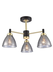 Franklite - FL2482-3 - Franklite FL2482-3 Ceiling / Wall Metro 3lt semi flush Fitting matt black and satin brass