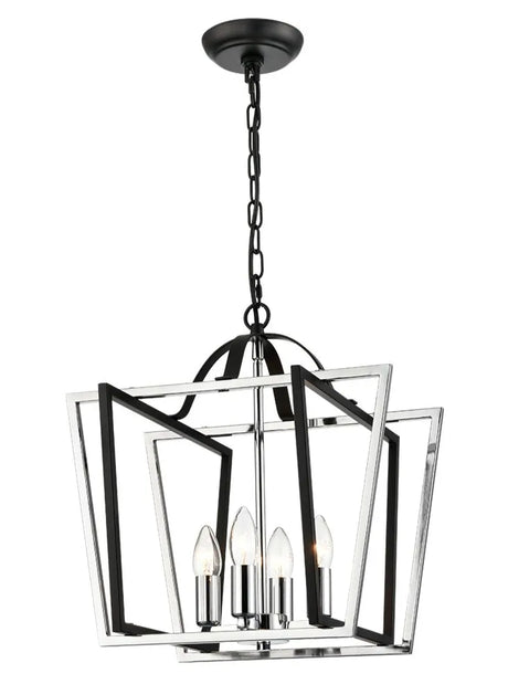 Franklite - LA7021-4 - Franklite LA7021-4 Pendant Aviary 4lt Lantern matt black and chrome Small