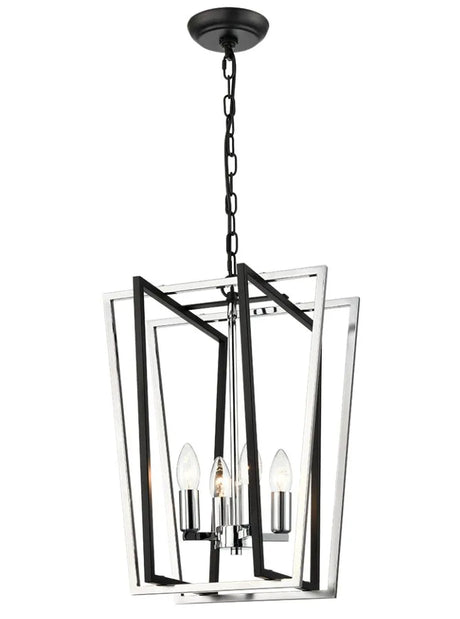 Franklite - LA7022-4 - Franklite LA7022-4 Pendant Aviary 4lt Lantern matt black and chrome Large