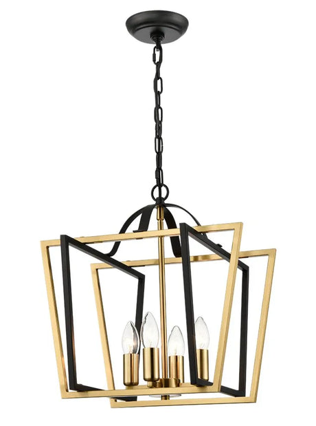 Franklite - LA7023-4 - Franklite LA7023-4 Pendant Aviary 4lt Lantern matt black and aged brass Small