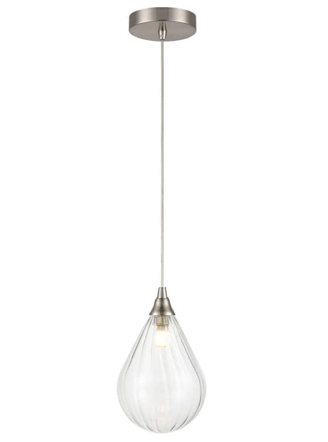 Franklite - PCH244/354 - Franklite PCH244/354 Pendant Perry single pendant in satin nickel with clear glass