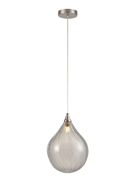 Franklite - PCH244/359 - Franklite PCH244/359 Pendant Perry single pendant in satin nickel with smoked glass