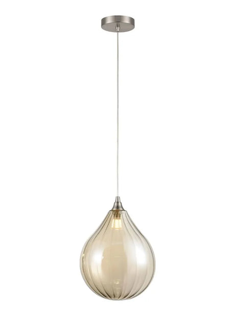 Franklite - PCH244/360 - Franklite PCH244/360 Pendant Perry single pendant in satin nickel with amber glass