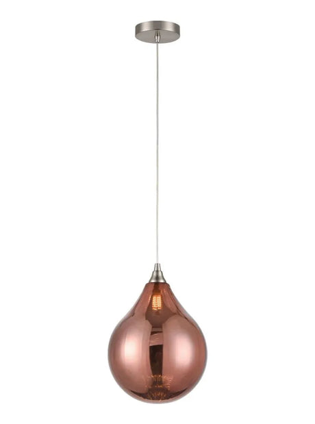 Franklite - PCH244/361 - Franklite PCH244/361 Pendant Perry single pendant in satin nickel with copper glass