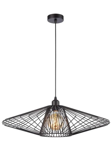 Franklite - PCH439 - Franklite PCH439 Pendant Thatch Pendant Matt Black Large