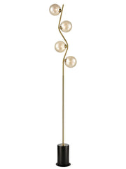 Franklite - SL266-377 - Franklite SL266-377 Standard Lamp Cosmic Floor Lamp antique gold with amber glass