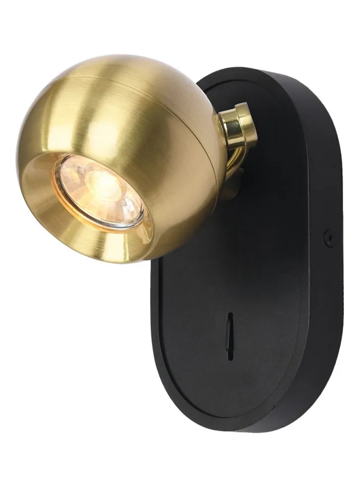 Franklite - SPOT9131 - Franklite SPOT9131 Wall Bracket Lens 1lt Spot mattblack and aged brass