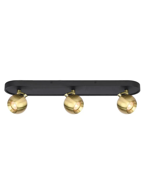 Franklite - SPOT9133 - Franklite SPOT9133 Ceiling Flush Lens 3lt Spot mattblack and aged brass