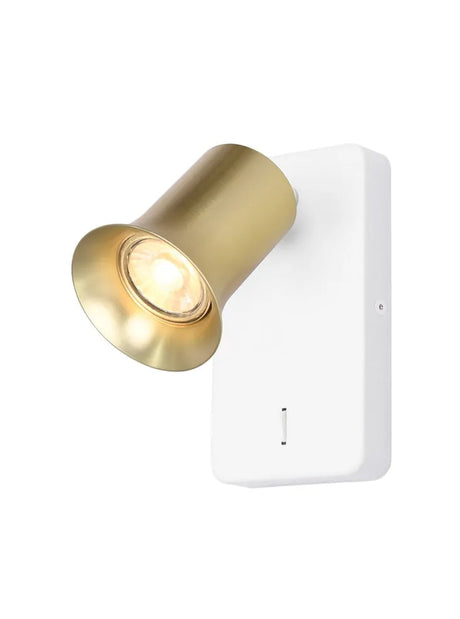 Franklite - SPOT9141-102 - Franklite SPOT9141-102 Wall Bracket Broadway 1lt Spotlight Matt White with Satin Brass finish sleeve