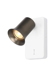 Franklite - SPOT9141-103 - Franklite SPOT9141-103 Wall Bracket Broadway 1lt Spotlight Matt White with Bronze Sleeve