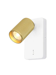 Franklite - SPOT9141-104 - Franklite SPOT9141-104 Wall Bracket Broadway 1lt Spotlight Matt White with Brass sleeve