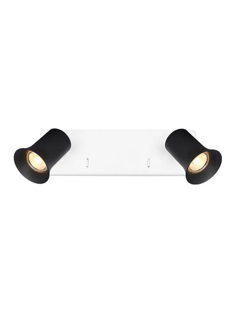 Franklite - SPOT9142-101 - Franklite SPOT9142-101 Wall Bracket Broadway 2lt Spotlight Matt White with Matt Black Sleeve