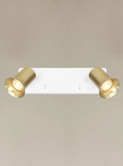 Franklite - SPOT9142-102 - Franklite SPOT9142-102 Wall Bracket Broadway 2lt Spotlight Matt White with Satin Brass sleeve