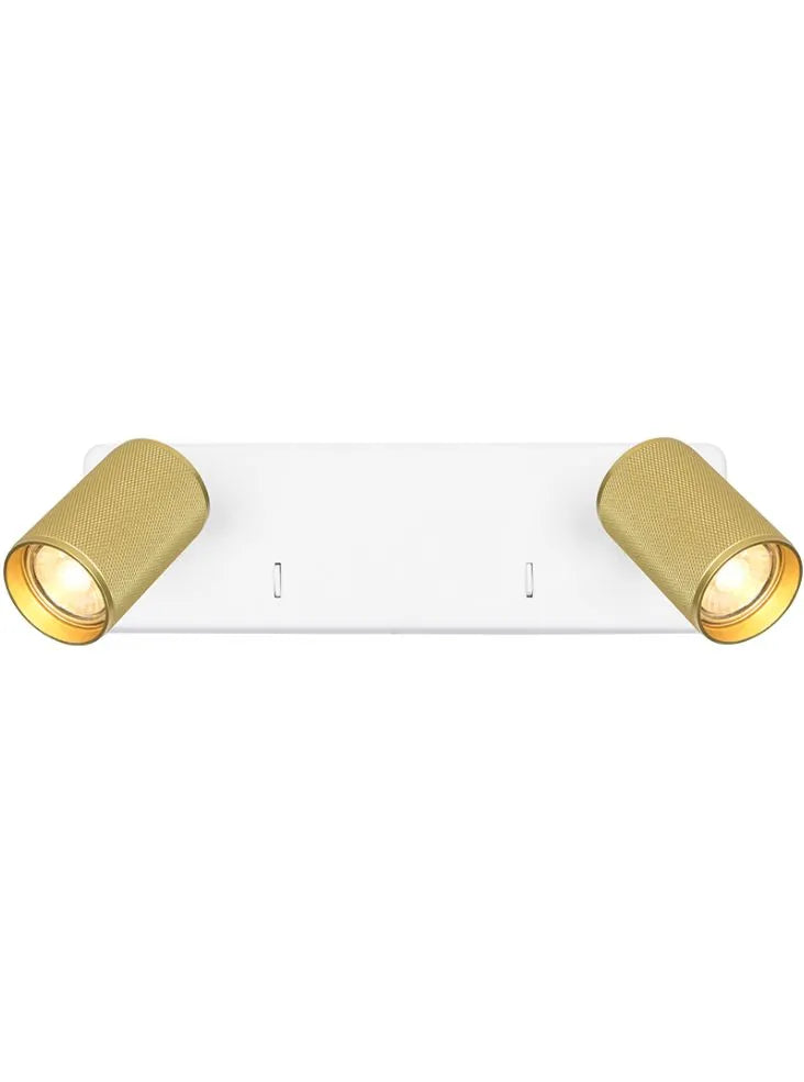 Franklite - SPOT9142-104 - Franklite SPOT9142-104 Wall Bracket Broadway 2lt Spotlight Matt White with Brass sleeve