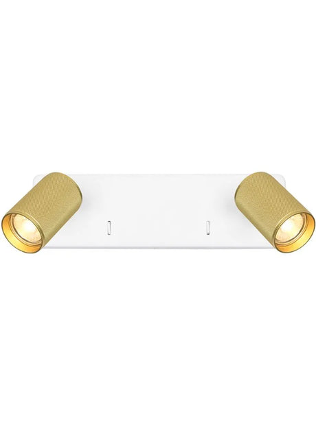 Franklite - SPOT9142-104 - Franklite SPOT9142-104 Wall Bracket Broadway 2lt Spotlight Matt White with Brass sleeve