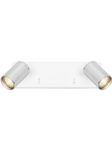 Franklite - SPOT9142-105 - Franklite SPOT9142-105 Wall Bracket Broadway 2lt Spotlight Matt White with polished nickel sleeve