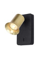 Franklite - SPOT9151-102 - Franklite SPOT9151-102 Wall Bracket Broadway 1lt Spotlight Matt Black with satin brass sleeve