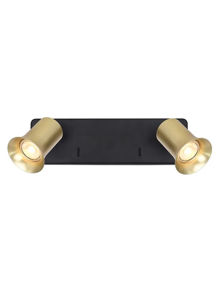 Franklite - SPOT9152-102 - Franklite SPOT9152-102 Wall Bracket Broadway 2lt Spotlight Matt Black with satin brass sleeve