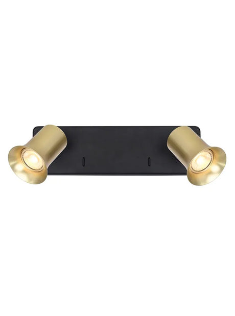 Franklite - SPOT9152-102 - Franklite SPOT9152-102 Wall Bracket Broadway 2lt Spotlight Matt Black with satin brass sleeve