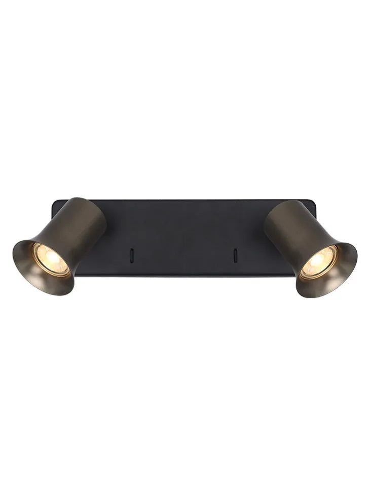 Franklite - SPOT9152-103 - Franklite SPOT9152-103 Wall Bracket Broadway 2lt Spotlight Matt Black with Bronze Sleeve