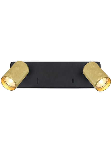 Franklite - SPOT9152-104 - Franklite SPOT9152-104 Wall Bracket Broadway 2lt Spotlight Matt Black with Brass Sleeve