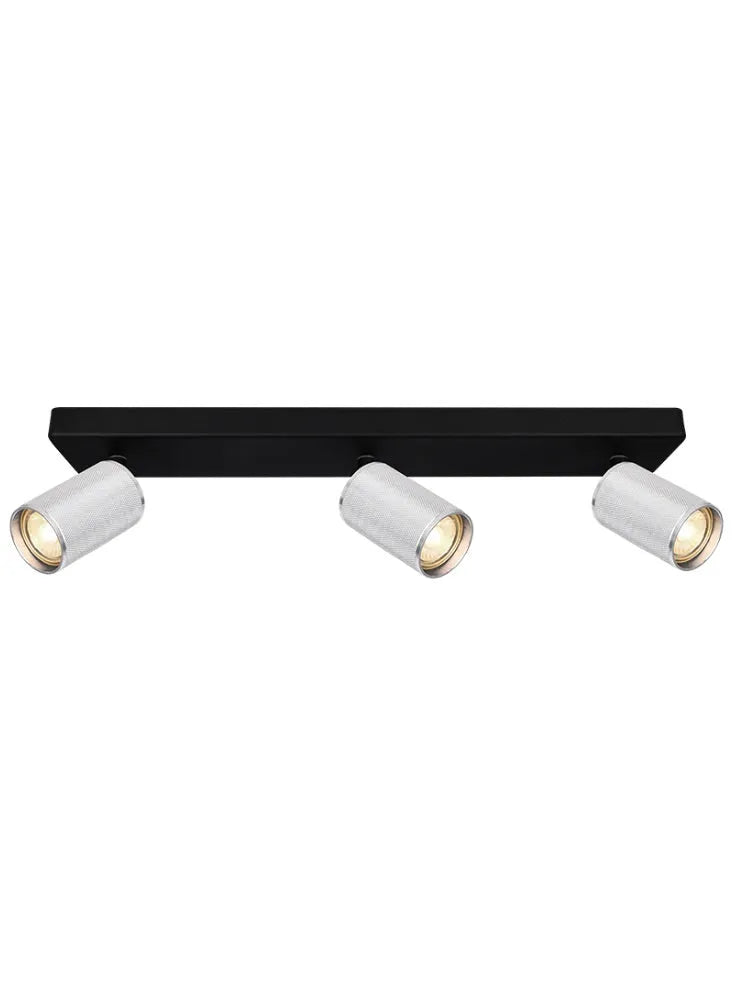 Franklite - SPOT9153-105 - Franklite SPOT9153-105 Ceiling Flush Broadway 3lt Spotlight Matt Black with Polished Nickel Sleeve