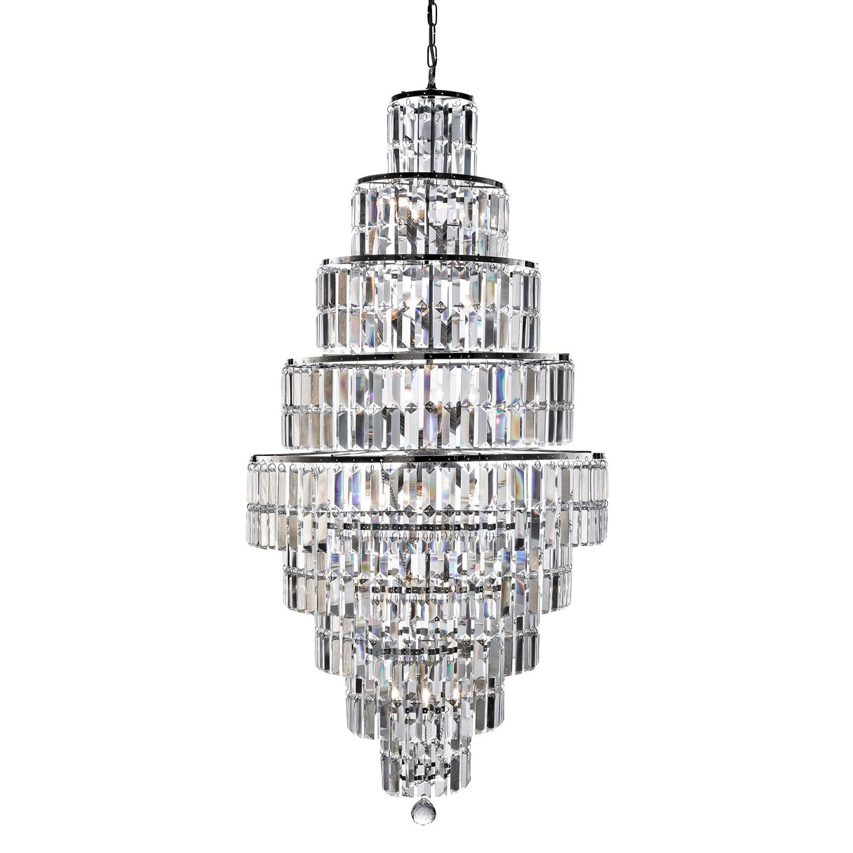 Searchlight - 1500CC - Searchlight Empire 13Lt Chandelier - Chrome Metal & Clear Crystal Search Light Part Number 1500CC