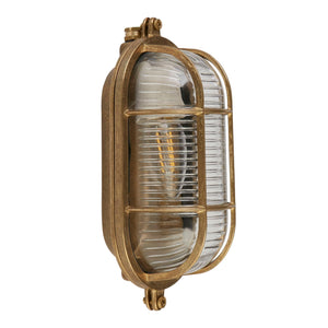 Searchlight - 20361PB - Searchlight Bulkhead Oval Outdoor Light - Solid Brass & Ribbed Glass Search Light Part Number 20361PB