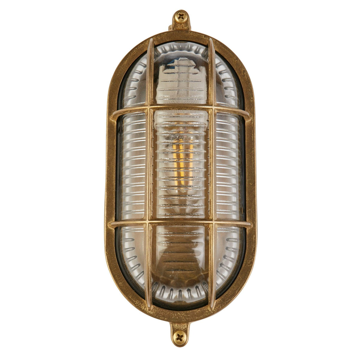 Searchlight - 20361PB - Searchlight Bulkhead Oval Outdoor Light - Solid Brass & Ribbed Glass Search Light Part Number 20361PB