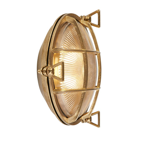 Searchlight - 30361PB - Searchlight Bulkhead Round Outdoor Light - Solid Brass & Ribbed Glass Search Light Part Number 30361PB