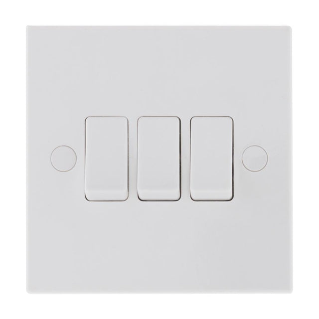 BG - FL-CP-943-0J BGE - BG BG Nexus Moulded White Square Edge 10A 3 Gang 2 Way Switch