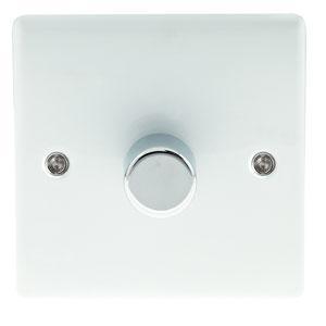 BG - FL-CP-NPW81P-01 BGE - BG BG BG Polished White 1 Gang 2 Way Push Rotary Dimmer - 400W