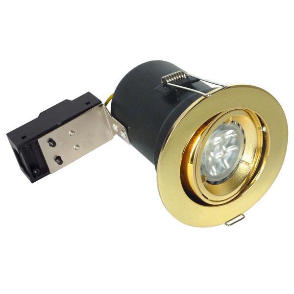 British Electric Lamps - FL-CP-8589 BEL - British Electric Lamps Fire Rated MV/LV Centre Tilt Downlight - Brass (Bulb is not included) MPN = 8589