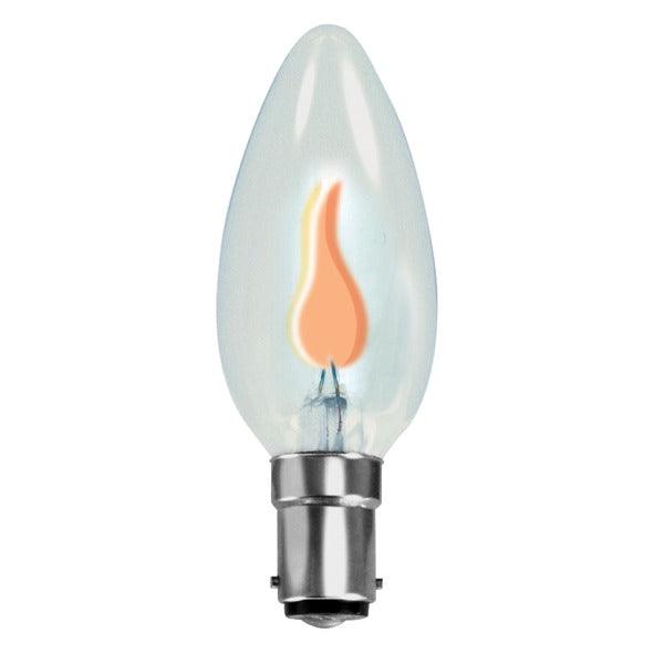 British Electric Lamps - FL-CP-CNDFF/SBC BEL - BELL 35mm Diameter Plain Candle Lamps 240V B15d SBC Flicker Flame